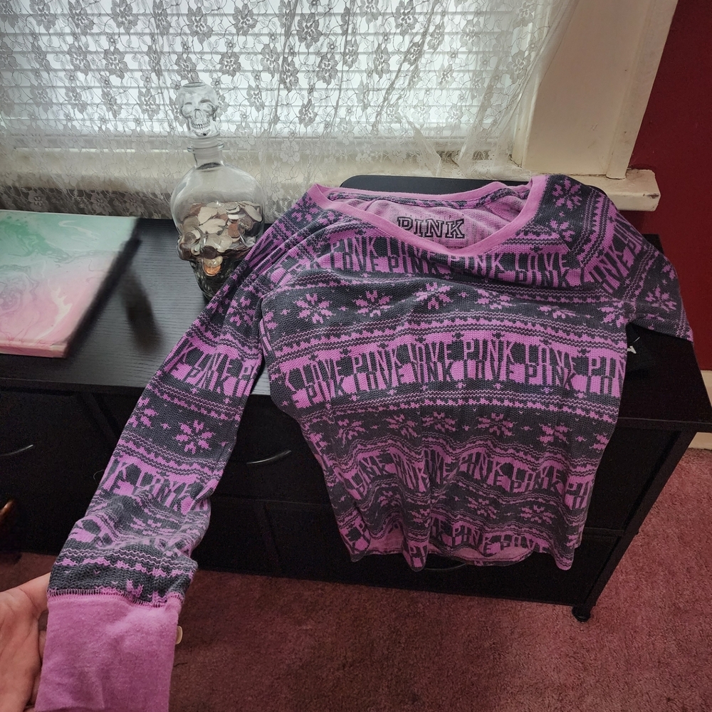 PINK Victoria's Secret Knit Top in Pink and Black